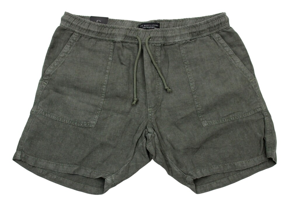 The Men's Store at Bloomingdale's Shorts Mens 40 Solid Linen 6" Olive Pull On